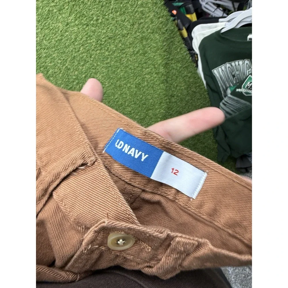 Old Navy Cargo Pants Girls 12 Brown Wide Leg Utility Pockets Cotton Brown NWT